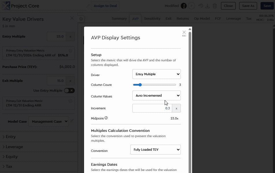 AVP custom intervals